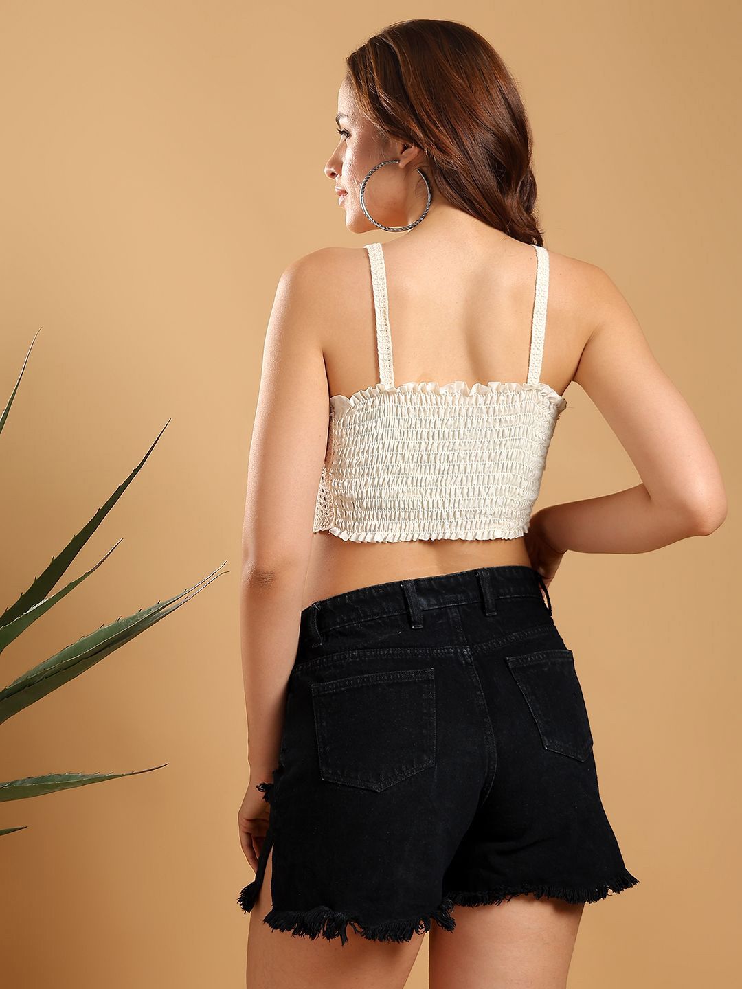 Kotty Ribbed Embroidered Corset Crop Top