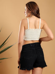 Kotty Ribbed Embroidered Corset Crop Top