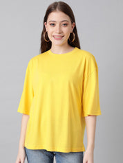 KOTTY Basics Round Neck Drop-Shoulder Sleeves Oversized T-shirt