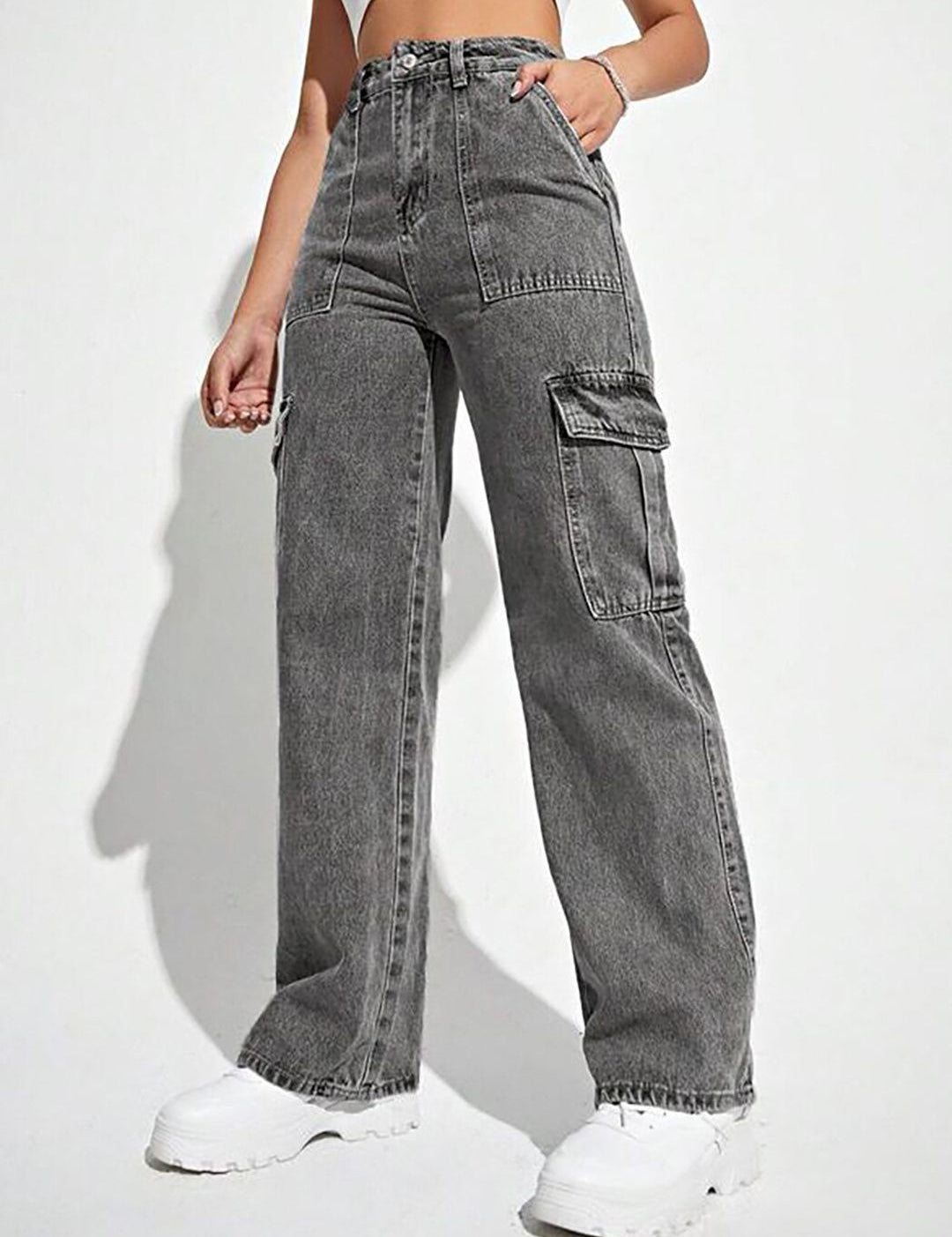 Kotty Women Grey Jean Straight Fit High-Rise Stretchable Jeans