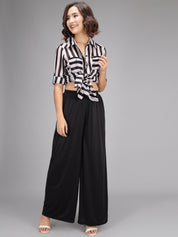 Kotty Women Black Flared High-Rise Pleated Parallel Trousers