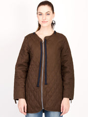 Kotty Women Brown Solid Insulator Longline Quilted Jacket