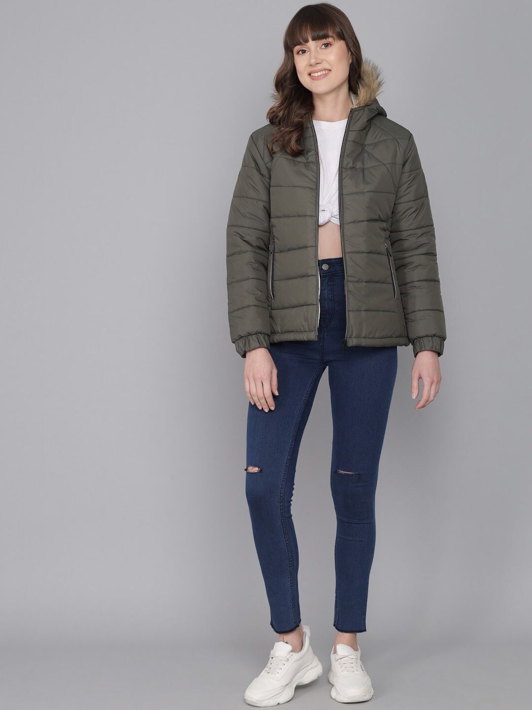Kotty Women Grey Insulator Padded Jacket