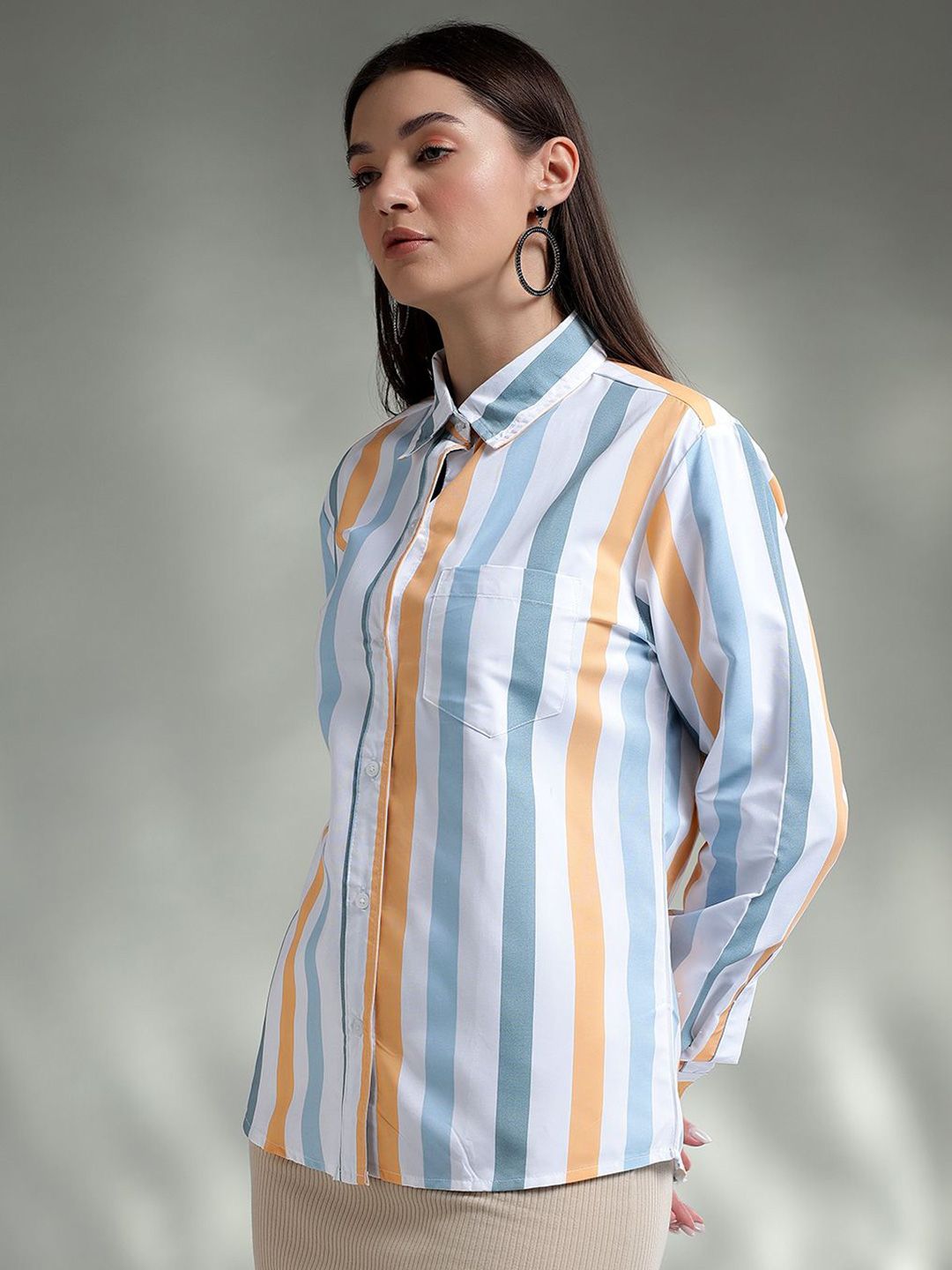 Kotty Women Spread Collar Graphic Printed Cotton Casual Shirt