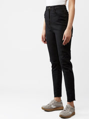 Kotty Women Black Skinny Fit High-Rise Mildly Distressed Jeans