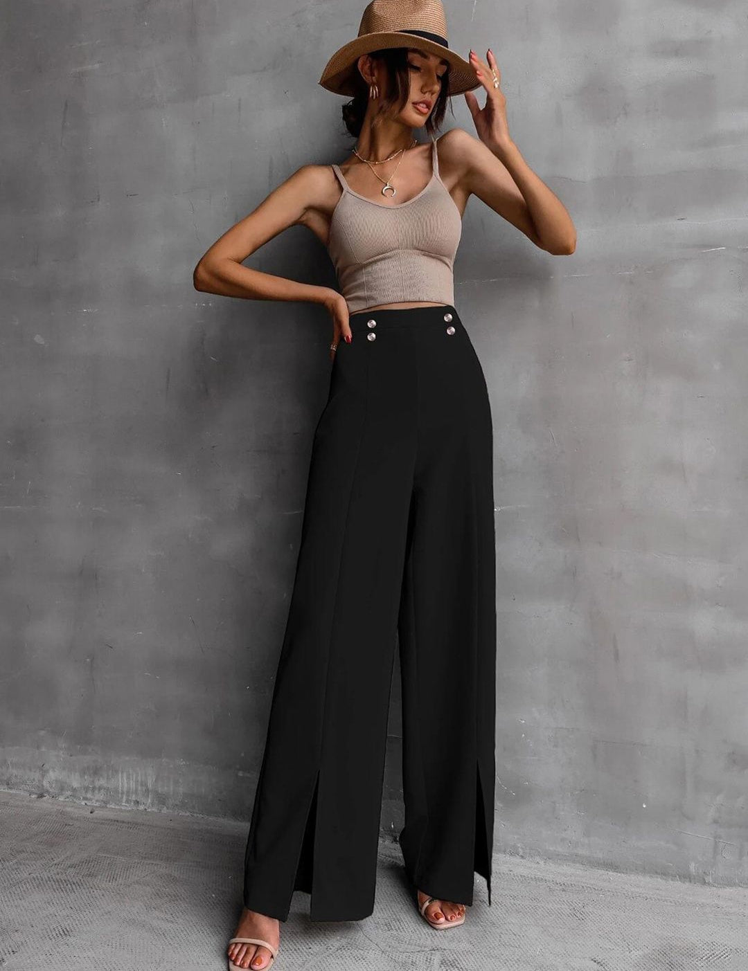 Kotty Women Relaxed Straight Fit High-Rise Easy Wash Trousers