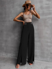 Kotty Women Relaxed Straight Fit High-Rise Easy Wash Trousers