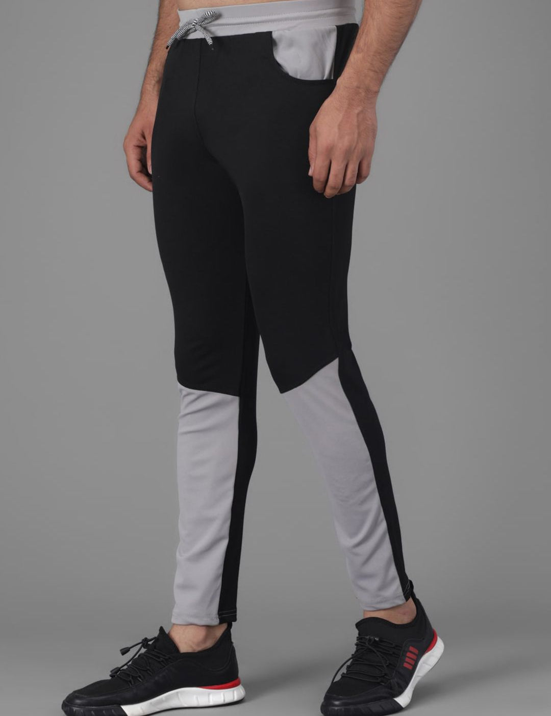 Kotty Men Black & Grey Colourblocked Track Pants