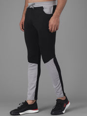 Kotty Men Black & Grey Colourblocked Track Pants