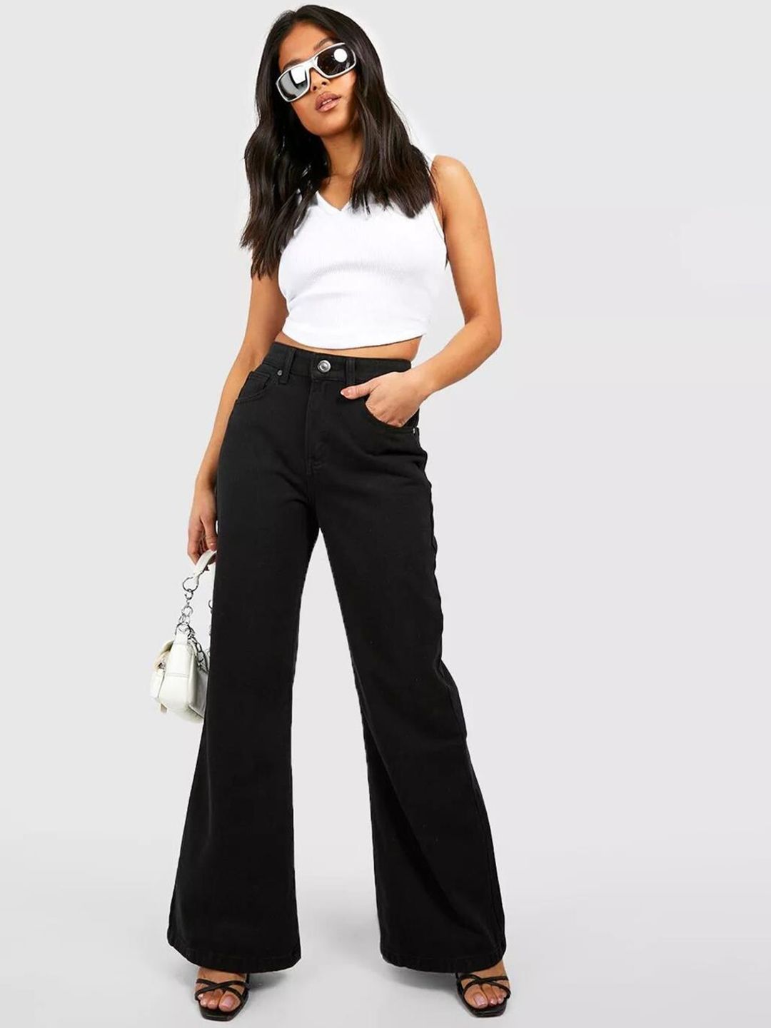 Kotty Women Black Jean Flared High-Rise Stretchable Jeans