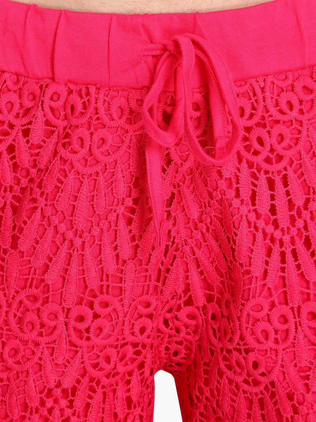 Kotty Women Pink Self Design Regular Fit Hot Pants