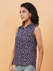 Kotty Blue Graphic Printed Casual Shirt