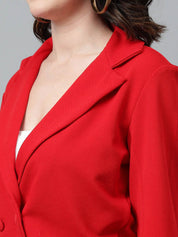 KOTTY BIZwear Blue Notched Lapel Collar Blazer & Mid Rise Trouser