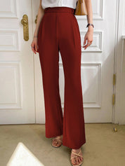 Kotty Women Brown Relaxed Straight Leg Straight Fit High-Rise Easy Wash Pleated Trousers