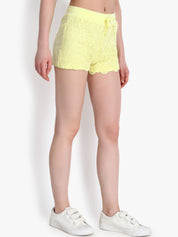 Kotty Women Yellow Self Design Regular Fit Regular Shorts