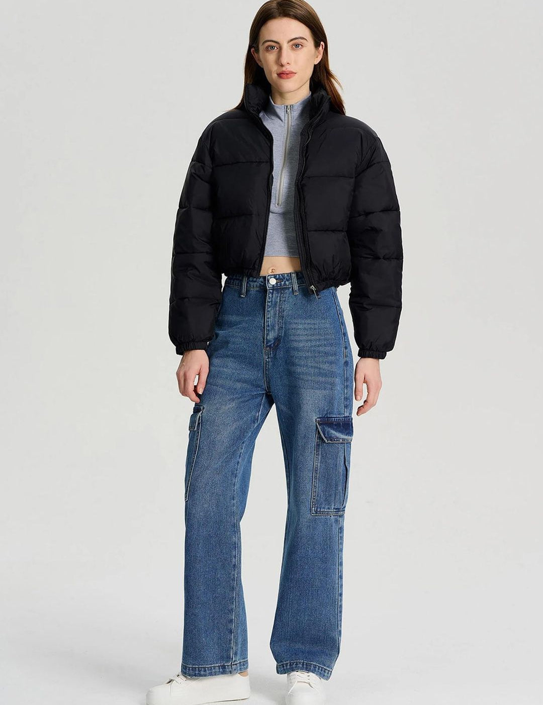 Kotty Women winters Striped Crop Puffer Jacket