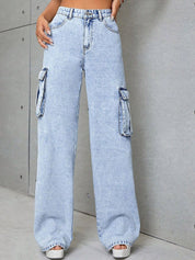 Kotty Women High-Rise Clean Look Stretchable Cargo Jeans