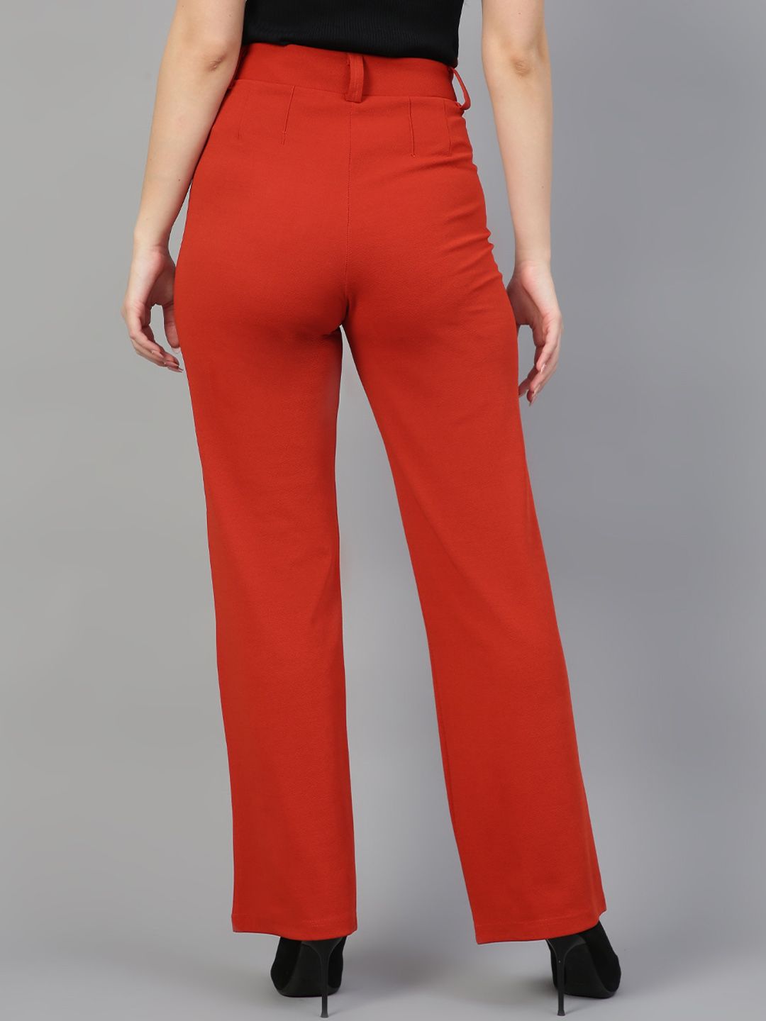 Kotty Women Pack Of 2 Straight Fit High-Rise Easy Wash Parallel Trousers