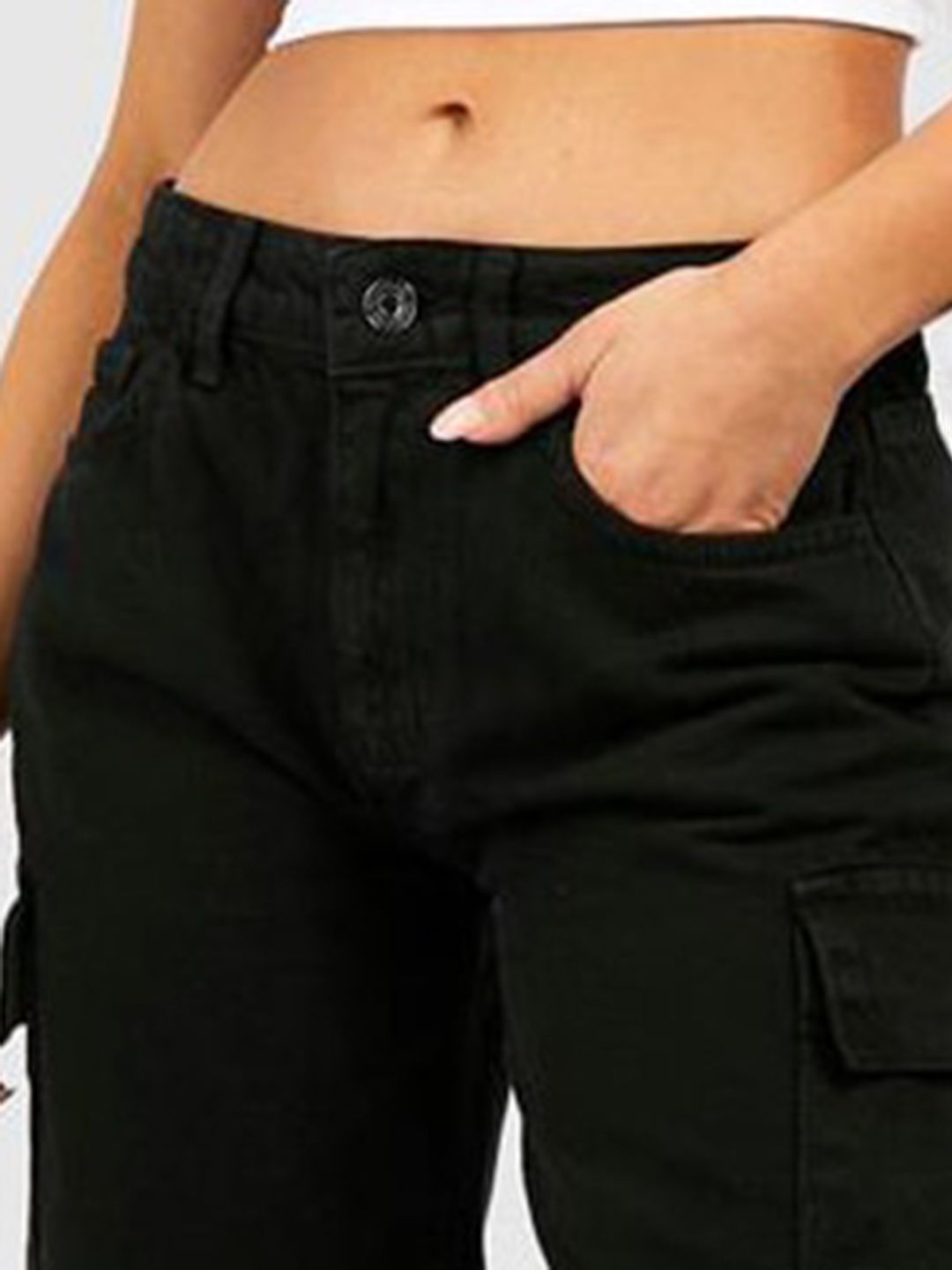 Kotty Women Black Jean Straight Fit High Rise Clean Look Stretchable Jeans