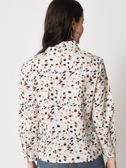 Kotty Printed Tie-Up Neck Shirt Style Top