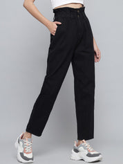 Kotty Women Black Jean Boyfriend Fit High-Rise Stretchable Jeans