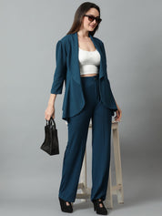 Kotty Teal Green Shawl Neck Blazer & Trousers