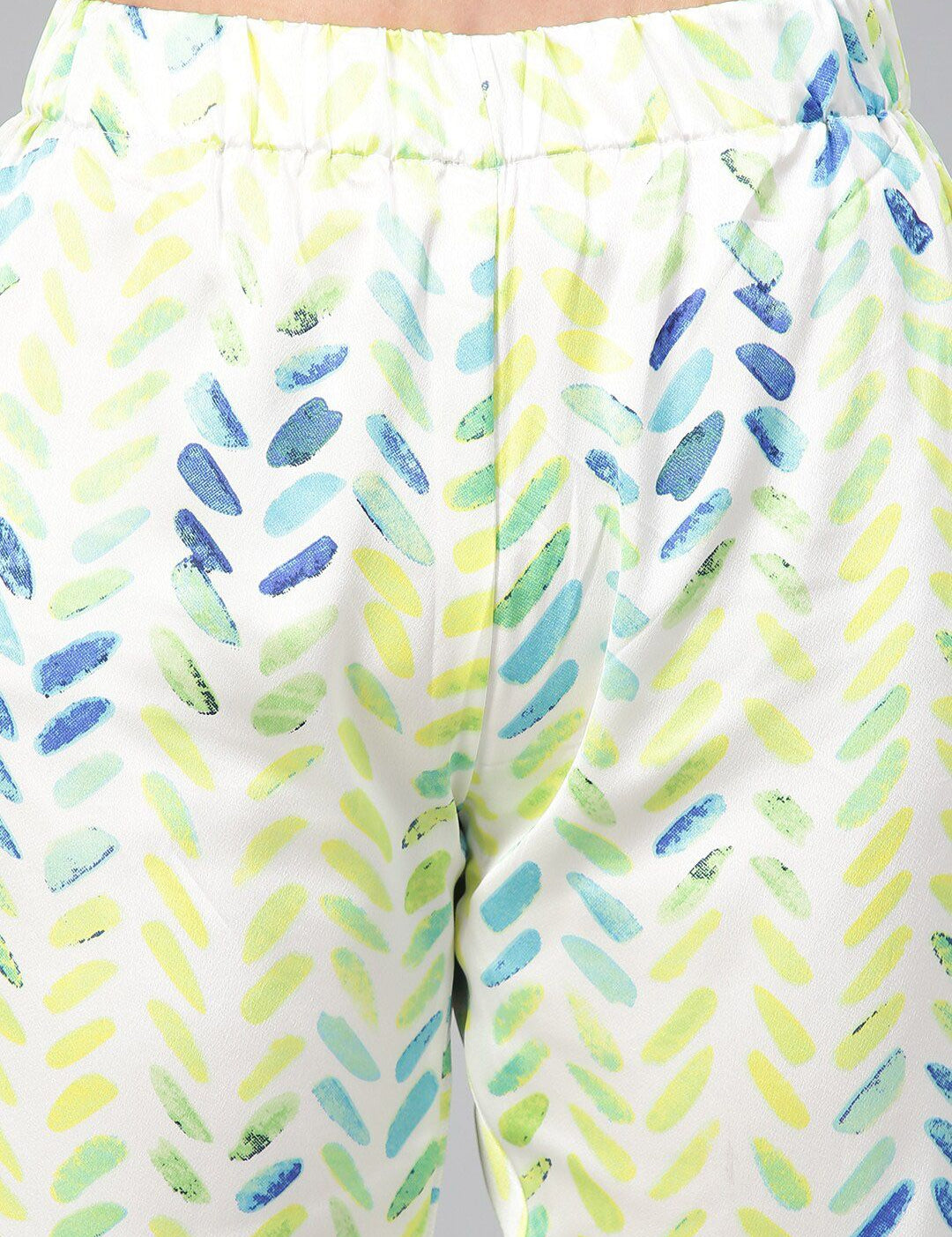 Kotty Blue & White Abstract Printed Satin Night Suit