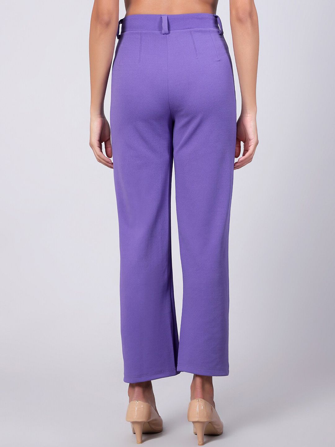 KOTTY BIZwear Women Relaxed Straight Fit High-Rise Easy Wash Pleated Trousers