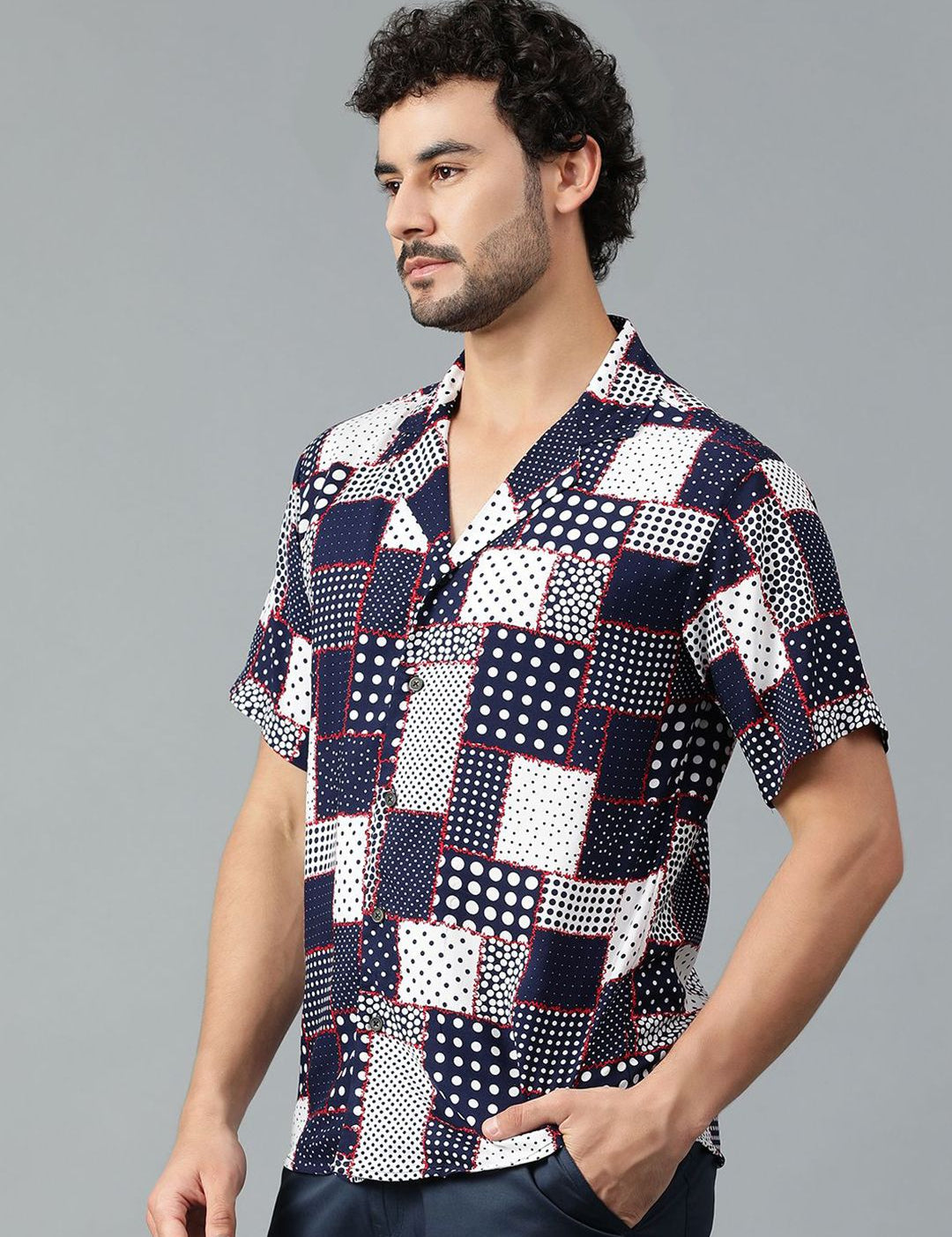 Kotty Men Cuban Collar Ethnic Motifs Printed Casual Shirt