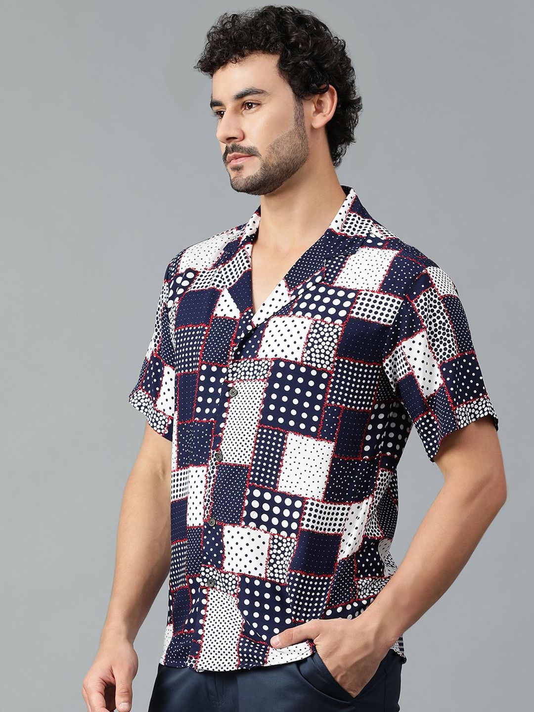Kotty Men Cuban Collar Ethnic Motifs Printed Casual Shirt