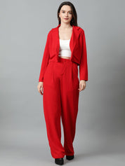 KOTTY BIZwear Blue Notched Lapel Collar Blazer & Mid Rise Trouser