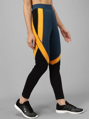 Kotty Women Green & Yellow Colourblocked Tights