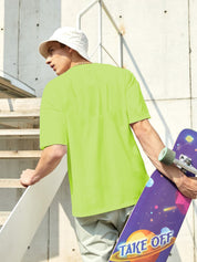 Kotty Green Drop-Shoulder Sleeves Oversized Cotton Casual T-Shirt