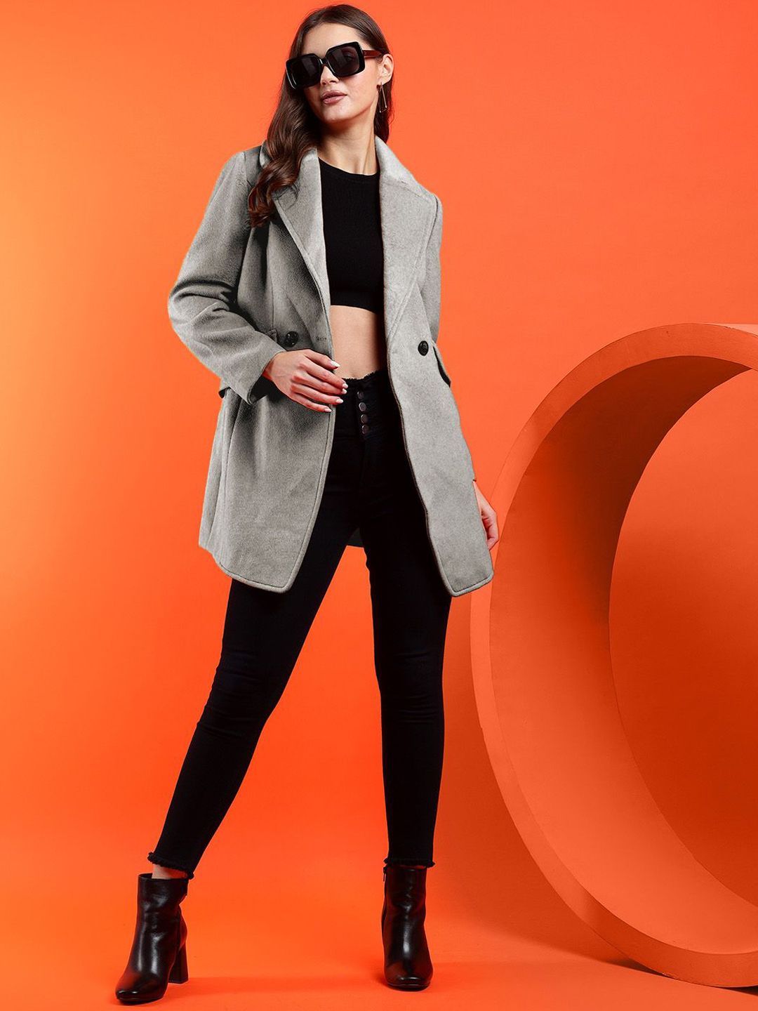 Kotty Women Notched Lapel Overcoat
