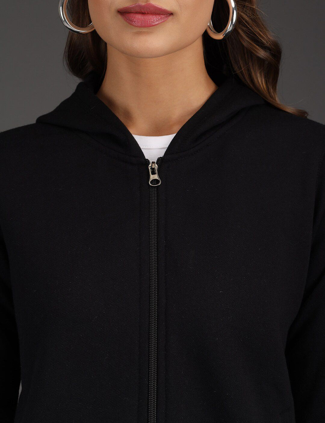 Kotty Women Black Hooded Sweatshirt
