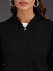 Kotty Women Black Hooded Sweatshirt