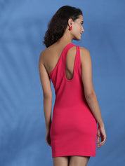 Kotty Solid One Shoulder Bodycon Mini Dress