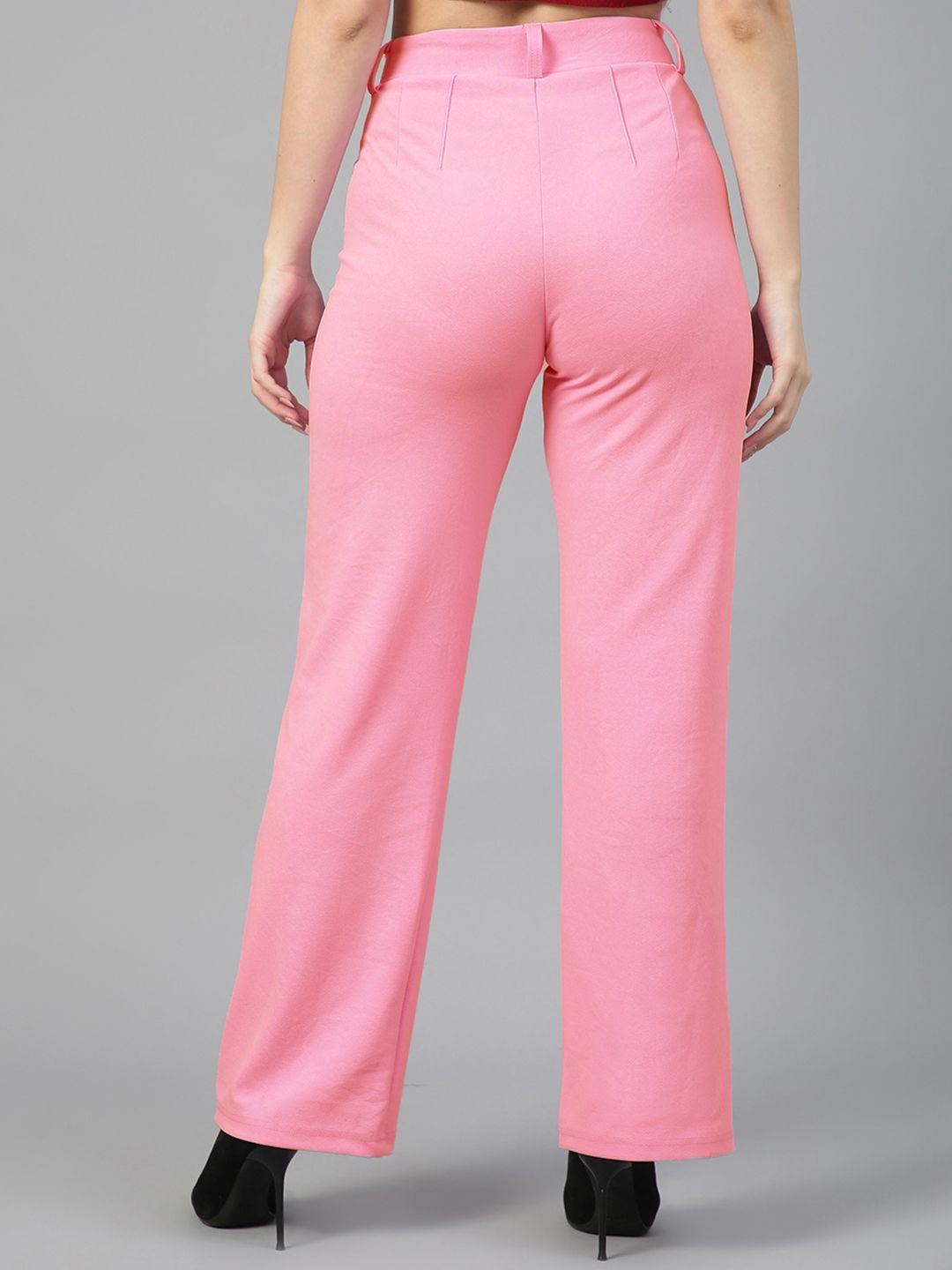 Kotty Women Pack Of 2 Relaxed Straight Leg Fit High-Rise Easy Wash Trousers