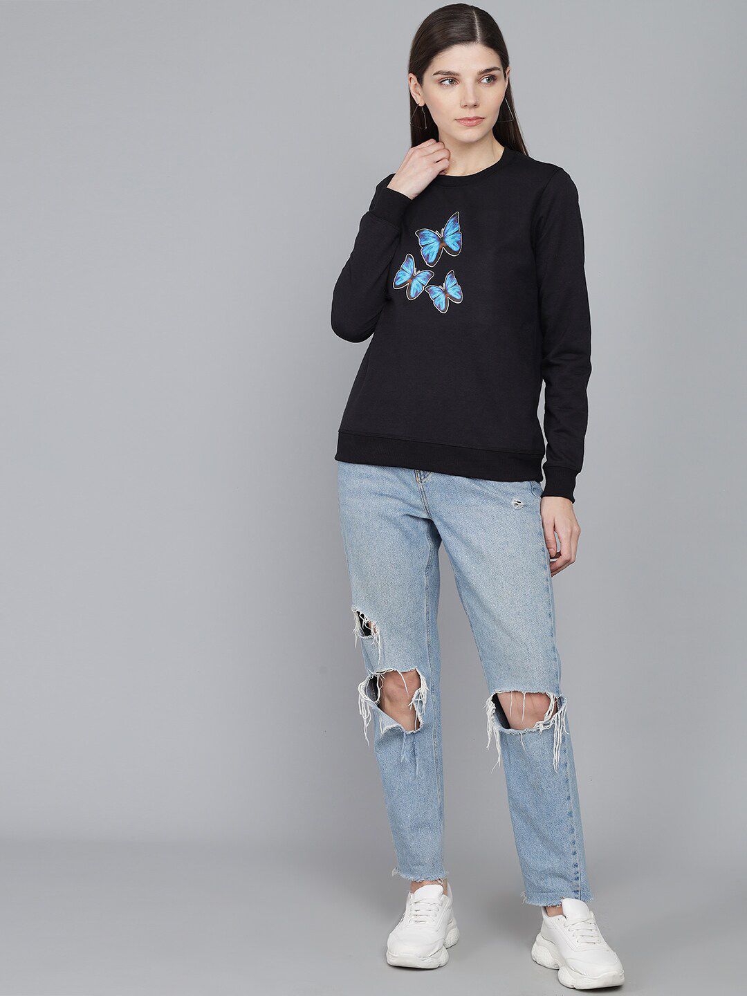 Kotty Women Black Printed Sweatshirt