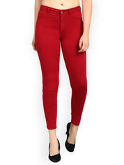 Kotty Women Maroon Skinny Fit High-Rise Clean Look Jeans