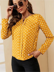 Kotty Round Neck Polka Dot Printed Top