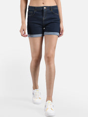 Kotty Women Blue Solid Skinny Fit Denim Shorts
