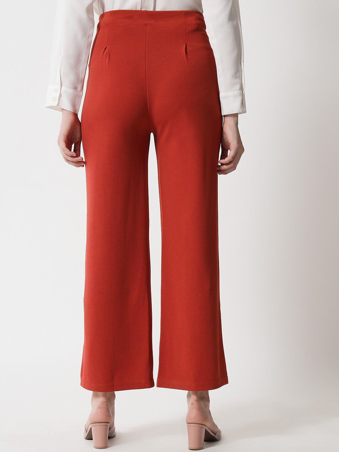 Kotty Women Orange Regular Fit High-Rise Easy Wash Trousers