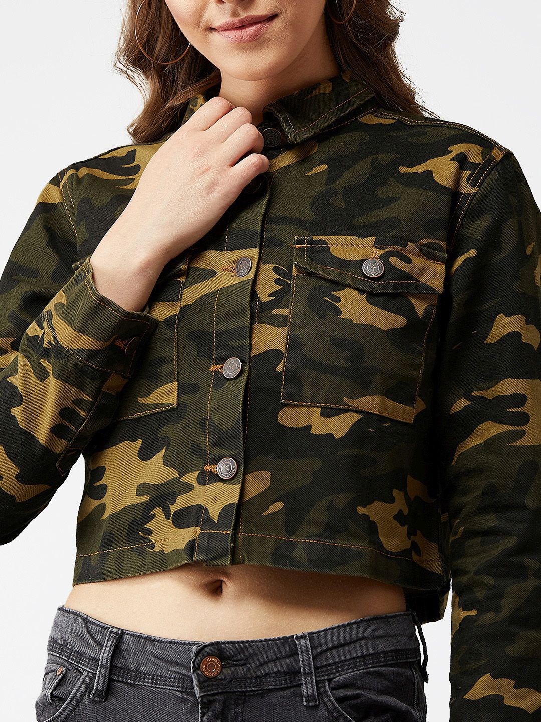 Kotty Women Multicoloured Camouflage Print Tailored Jacket