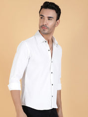 Kotty Men Relaxed Spread Collar Textured Cotton Casual Shirt