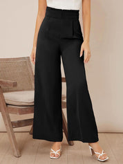 Kotty Women High-Rise Wide Leg Pleated Korean Pants Trousers