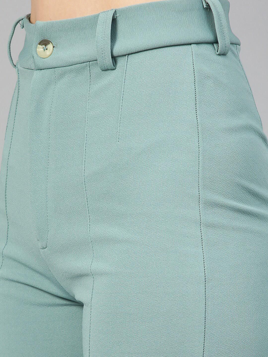 CURVE BY KOTTY BIZwear Women Relaxed Straight Leg Straight Fit High-Rise Easy Wash Trousers