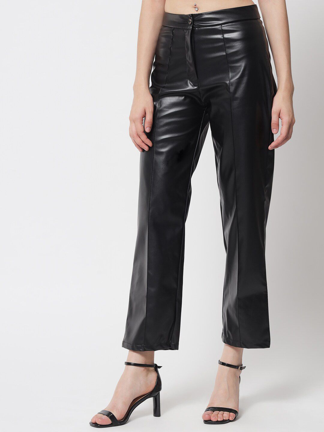 Kotty Women Black Relaxed Straight Fit Trousers