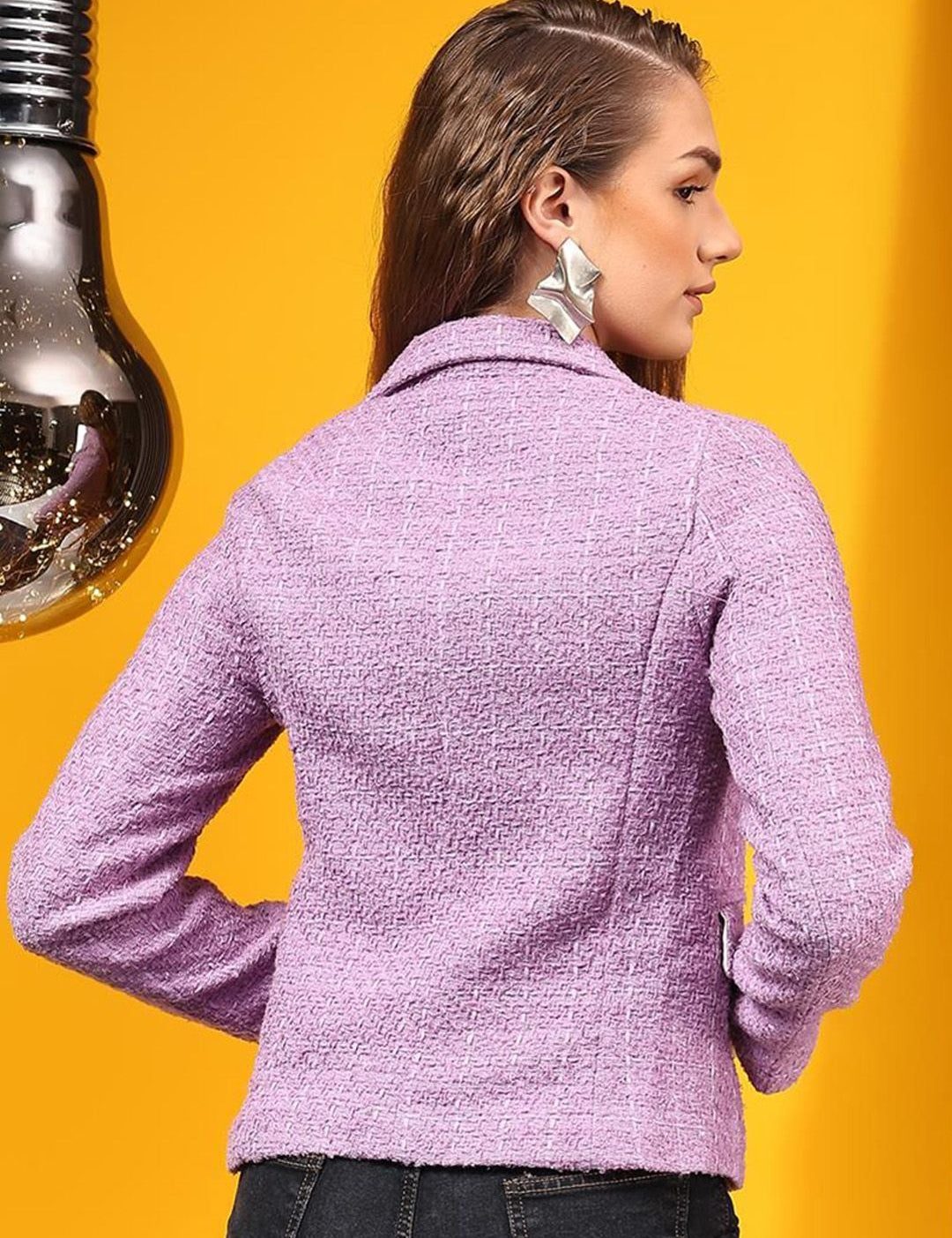 Kotty Women Checked Notched Lapel Overcoat