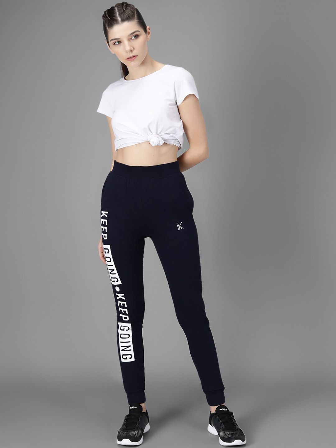 Kotty Women Navy Blue & White Printed Joggers